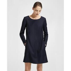 EUC black Theory wool long sleeve paneled shift dress